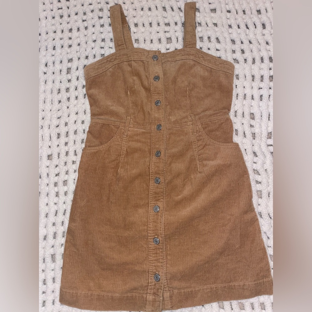 Stylish Tan Corduroy Mini Dress